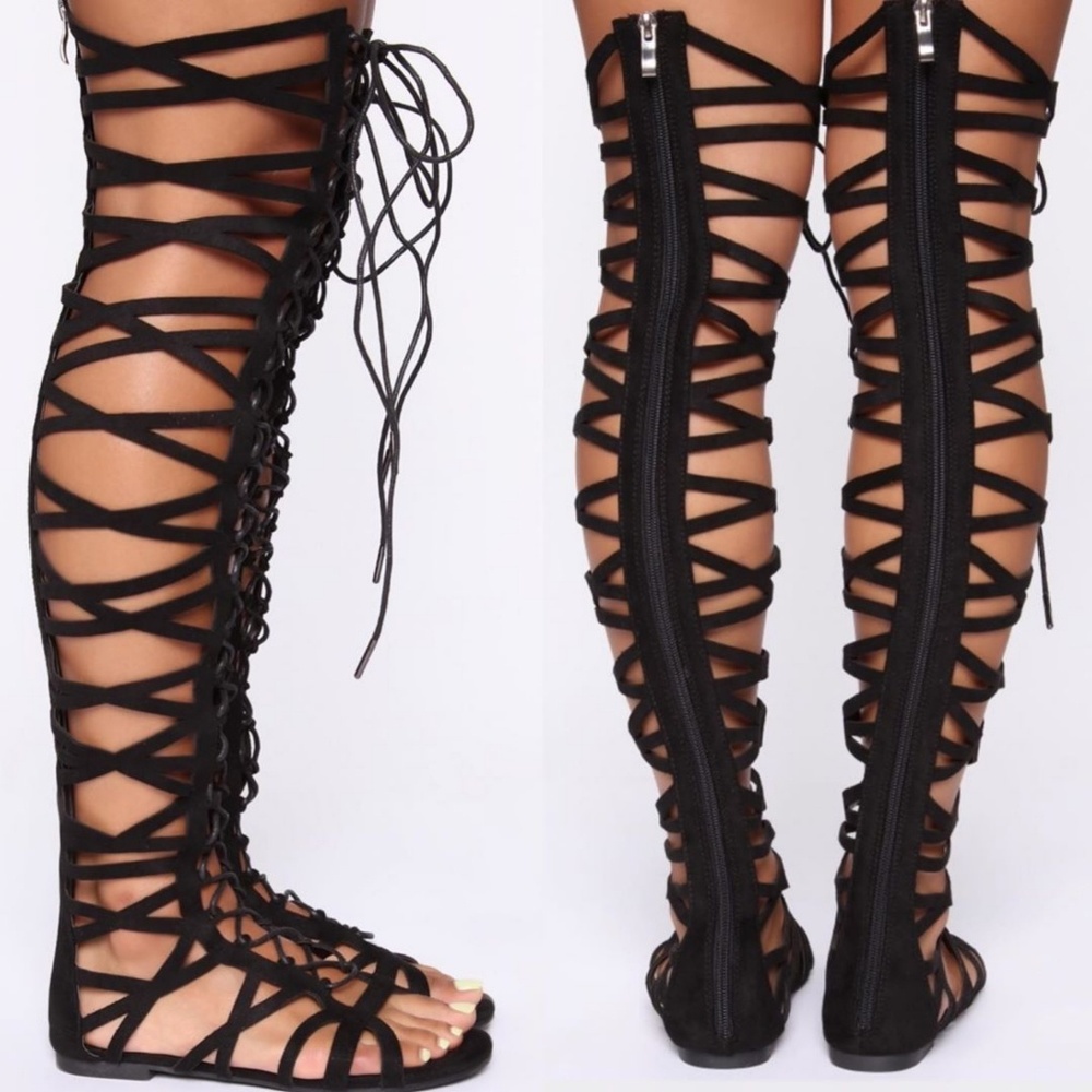 Last Size 7 π€π£ Blk Over the Knee Gladiator Sanda - Picture 4 of 7